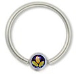 Surgical Steel 14 Gauge Captive Bead Ring with Purple Flower Logo