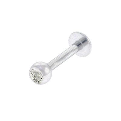 Surgical Steel Labret Stud with Gem - 14 or 16 Gauge