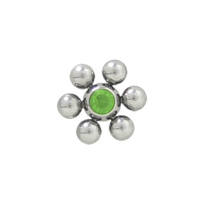 Surgical Steel Green Jeweled Flower Shape Replacement Bead - 6mm 10mm