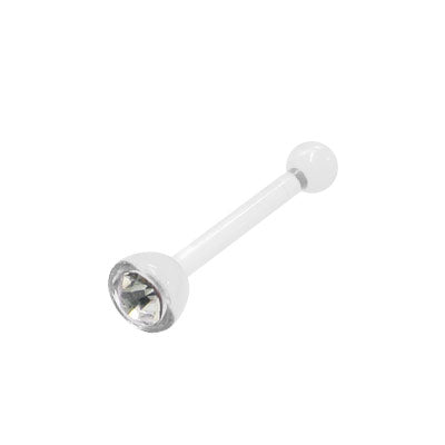 Acrylic 18 Gauge Nose Bone with Clear CZ Gem