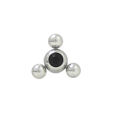 Surgical Steel Black Jeweled Flower Replacement Bead - 6mm 12mm