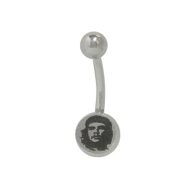 Surgical Steel 14 Gauge Belly Ring with Che Guevara Logo