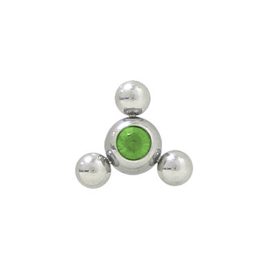Surgical Steel Green Jeweled Flower Replacement Bead - 6mm 12mm