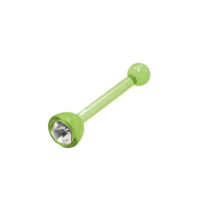 Acrylic Nose Bone Green with Clear CZ Gem