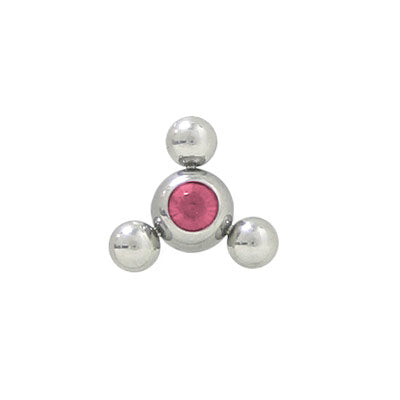 Surgical Steel Pink Jeweled Flower Replacement Bead - 6mm 12mm
