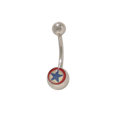 Surgical Steel 14 Gauge Belly Ring with Star Logo
