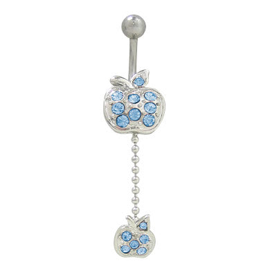 Surgical Steel 14 Gauge Belly Ring with Dangle Apple