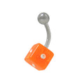 Surgical Steel & Acrylic 14 Gauge Belly Button Ring with UV Cube