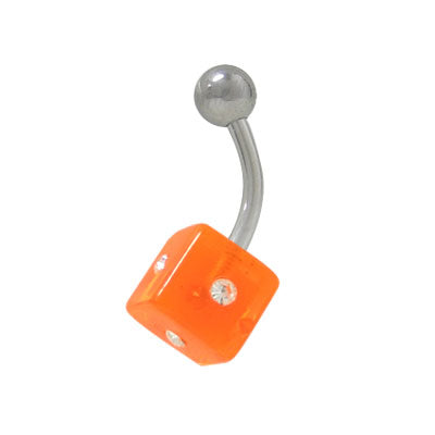 Surgical Steel & Acrylic 14 Gauge Belly Button Ring with UV Cube