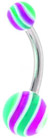 Surgical Steel 14 Gauge Belly Ring with Multicolor Ripple