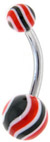 Surgical Steel 14 Gauge Belly Ring with Red Black UV Ripple