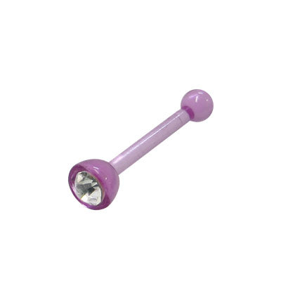 Purple Acrylic 18 Gauge Nose Bone with Clear CZ Gem