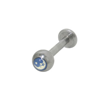 Surgical Steel 14 Gauge Monroe Labret with Moon and Star Logo