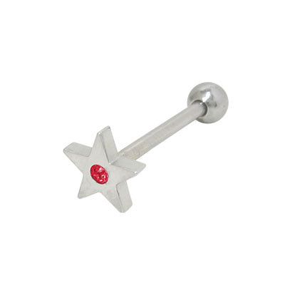 Surgical Steel 14 Gauge Tongue Barbell Red Jeweled Star