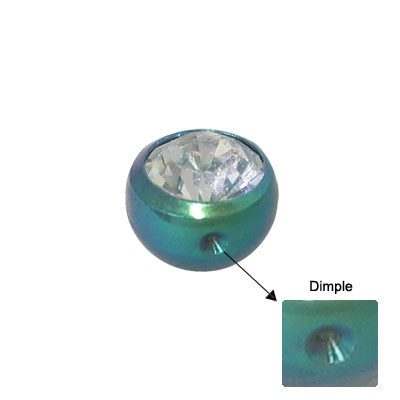 Titanium Green Jeweled Dimple Bead - 5mm 6mm