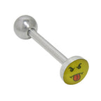 Surgical Steel Tongue Ring Straight Barbell 14 Gauge Tongue Face Logo - Kruelty