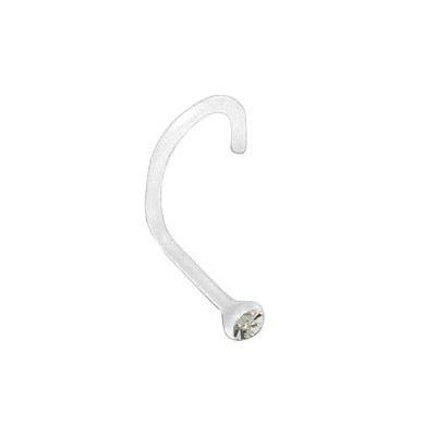 Bioflex 20 Gauge Nose Screw with Clear Bezel Set Gem