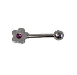 Surgical Steel 16 Gauge Eyebrow Barbell with Jeweled Flower
