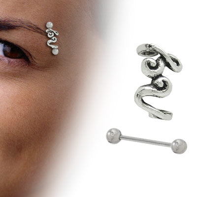 .925 Sterling Silver Swirl Design Eyebrow Shield