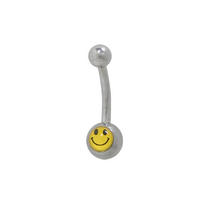 Surgical Steel 14 Gauge Smiley Face Belly Button Ring