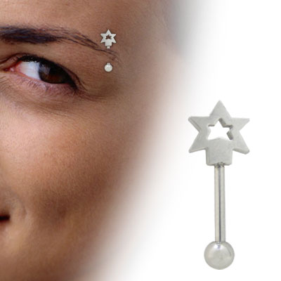 Surgical Steel 16 Gauge Eyebrow Barbell with Star Design