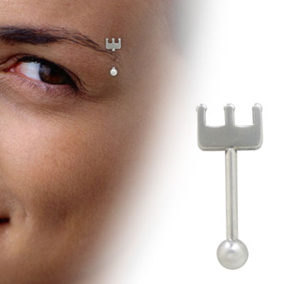 Surgical Steel 16 Gauge Eyebrow Barbell with Pitchfork Design