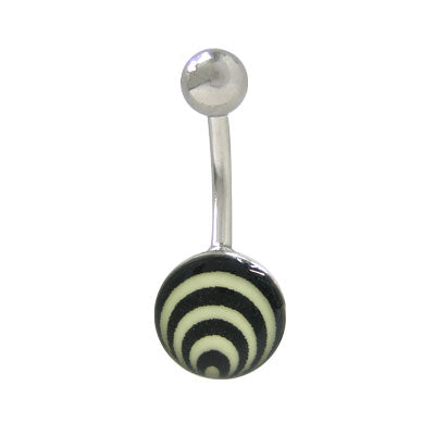 Surgical Steel 14 Gauge Belly Ring with Glow in Dark Circular Design