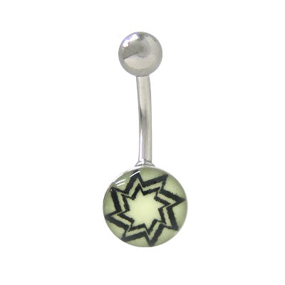 Surgical Steel 14 Gauge Belly Ring with Glow in the Dark Spiral