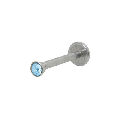 Surgical Steel 16 Gauge Labret Monroe Stud with Light Blue Jewel