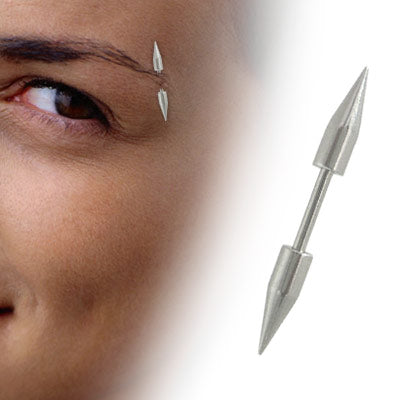 Surgical Steel 16 Gauge Eyebrow Barbell with Spike Ends