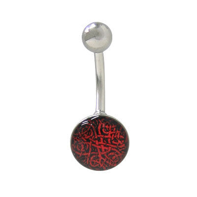 Surgical Steel 14 Gauge Belly Ring with Holographic Unique Design