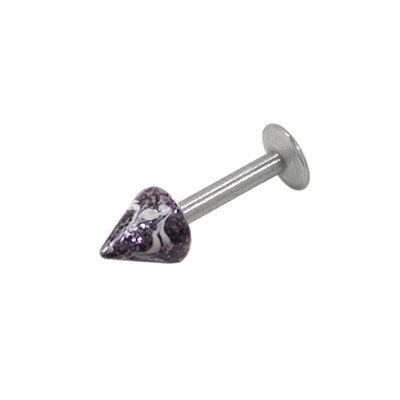 Surgical Steel 14 & 16 Gauge Labret Stud with Purple Glitter Spike