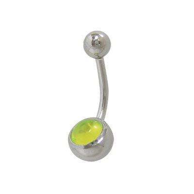 Surgical Steel 14 Gauge Belly Ring with UV Acrylic Round Jewel