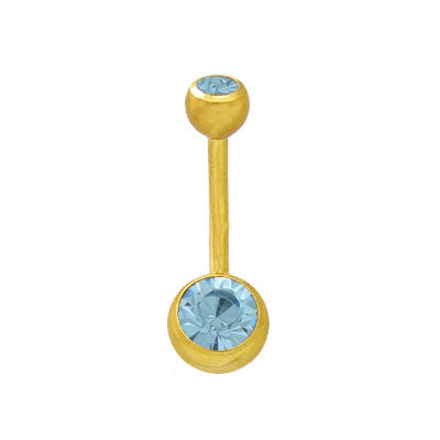 14K Gold Plated Surgical Steel Belly Button Ring with Jewels
