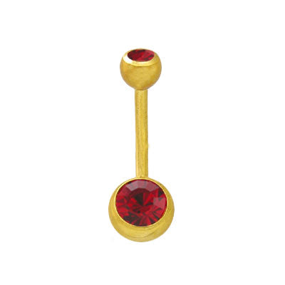 Gold Plated Surgical Steel 14 Gauge Belly Ring with Red CZ