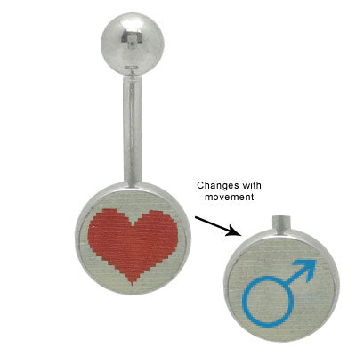 Surgical Steel 14 Gauge Belly Ring with Male & Female Hologram Logo
