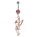 Surgical Steel 14 Gauge Belly Ring with Dangle Fairy & CZ Jewels