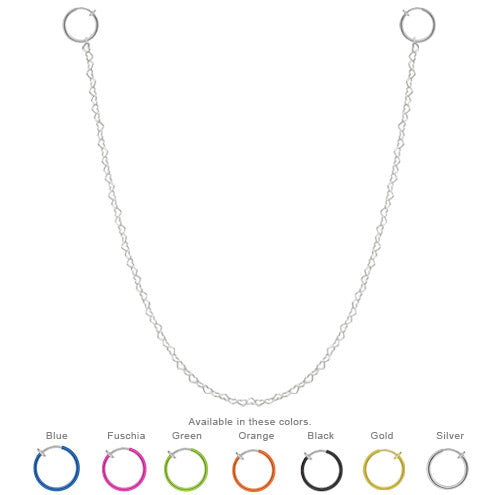 Non Piercing Heart Nipple Chain with Sterling Silver Chain
