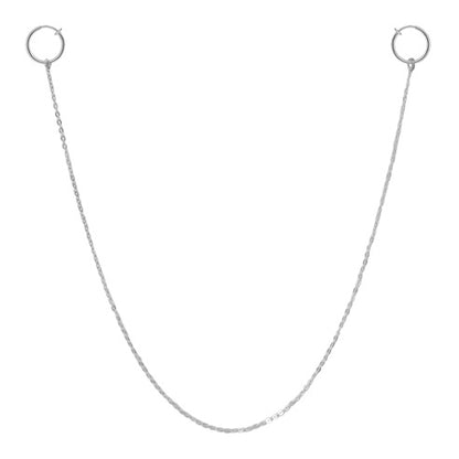 Non-Piercing Nipple Chain with Silver Spring Hoops - 13 Inch