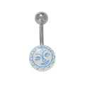 Surgical Steel 14 Gauge Belly Ring with Acrylic Sun Face Ball