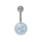 Surgical Steel 14 Gauge Belly Ring with Acrylic Sun Face Ball