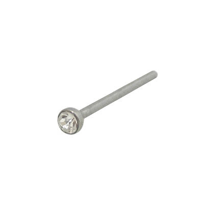 Surgical Steel 18 and 20 Gauge Fishtail Nose Stud with Clear Jewel