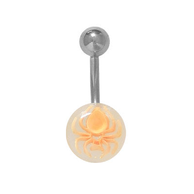 Surgical Steel 14 Gauge Belly Ring with Acrylic Spider Ball