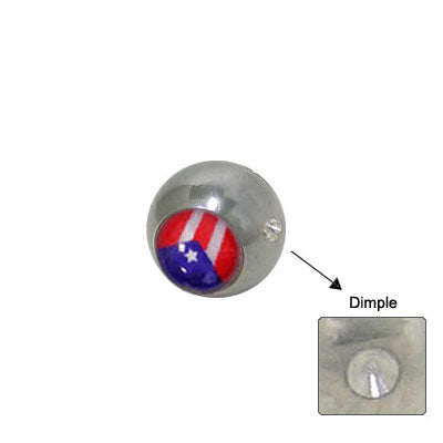 Surgical Steel Dimple Bead with Puerto Rican Flag - 5mm 6mm