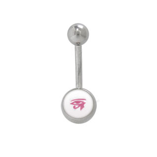 Surgical Steel 14 Gauge Belly Ring with Egyptian Eye Logo