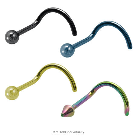 Anodized Titanium Nose Screw with Ball & Spike 18 Gauge 6mm