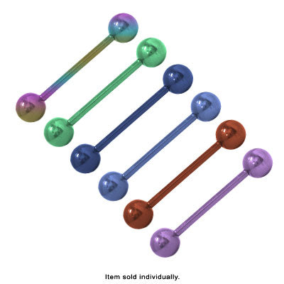 Anodized Titanium 14 Gauge Straight Barbell Tongue Ring - 5/8 Inch