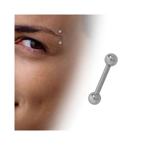 Titanium 16 Gauge Straight Barbell Eyebrow Ring with High Polish