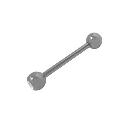 Titanium 14 Gauge Tongue Barbell with High Polish CZ