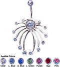 Surgical Steel Belly Button Ring with Multi Gem Sterling Shield